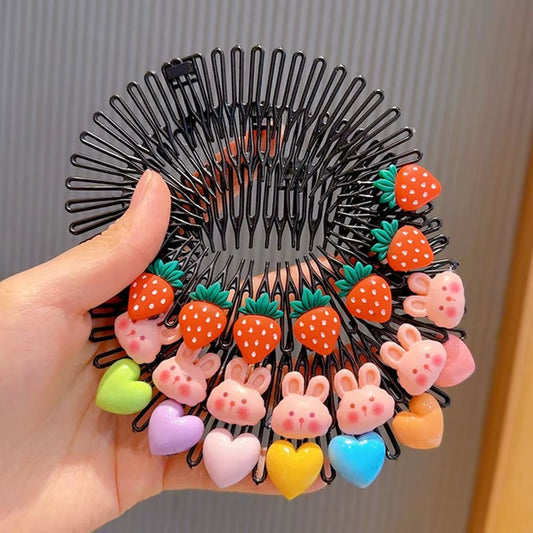 3Pcs Children Y2K Star Colorful Hair Comb Broken Headband Hair Clips Bunny Heart Cute Headdress Princess Girls Hair Accessories