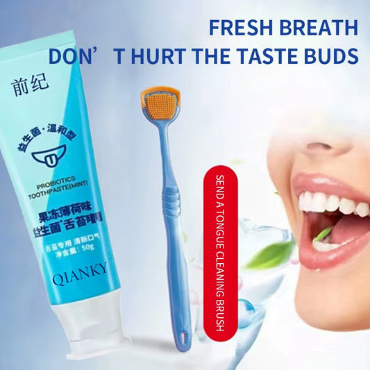Tongue Scraper and Coating Cleaning Gel Fresh Remove Oral Odor to Cleaner for Bad Breath Clean