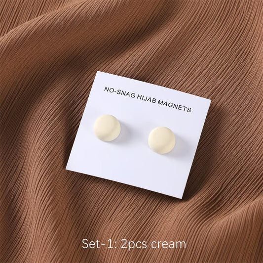 Matte Silk Scarf No Snag Hijab Magnet Brooch Strong Magnetic Buttons round Silk Scarf Shawl Dual-Use Collar Clip Cufflinks