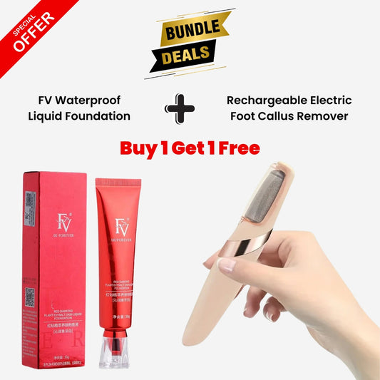Rechargeable Electric Foot Callus Remover + FV Waterproof Liquid Foundation