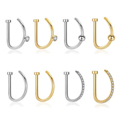 Stainless Steel Fake Nose Piercing Jewelry for Men D Shape Nose Ring for Women Faux Piercing Nez Nariz Falso Body Jewelry