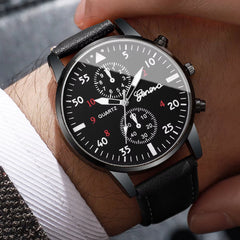 4Pcs/Set Men'S Watch Set Classic Versatile Fashion Casual Style Quartz Leather Watch Sport Style Business Watch Box Not Included
