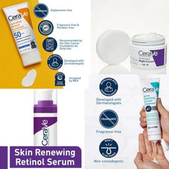 Cerave 4-in-1 Skincare Kit: Night Cream, Sunblock, Cleanser & Serum for Radiant Skin