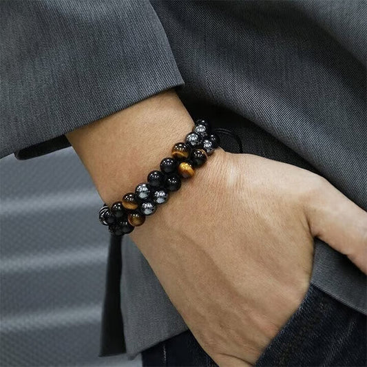 Genuine Tiger’s Eye Triple Protection Bracelet for Men and Women