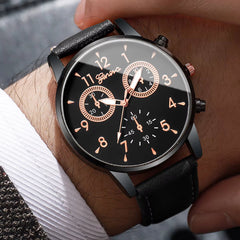 4Pcs/Set Men'S Watch Set Classic Versatile Fashion Casual Style Quartz Leather Watch Sport Style Business Watch Box Not Included